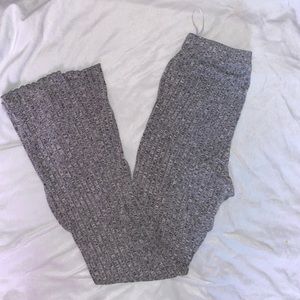 Grey ribbed flare pants